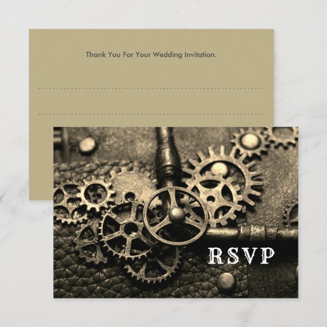 Steampunk-Vintage mechanische Geber RSVP Karte (Vorne/Hinten)