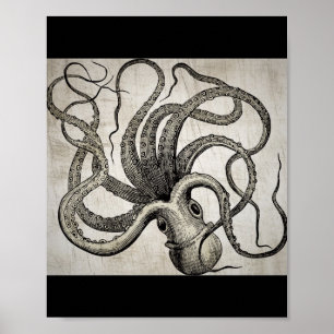 Steampunk Vintage-Oktopus Poster