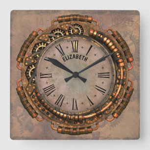 Steampunk Vintage-Rostige Art Deco-Uhr Quadratische Wanduhr
