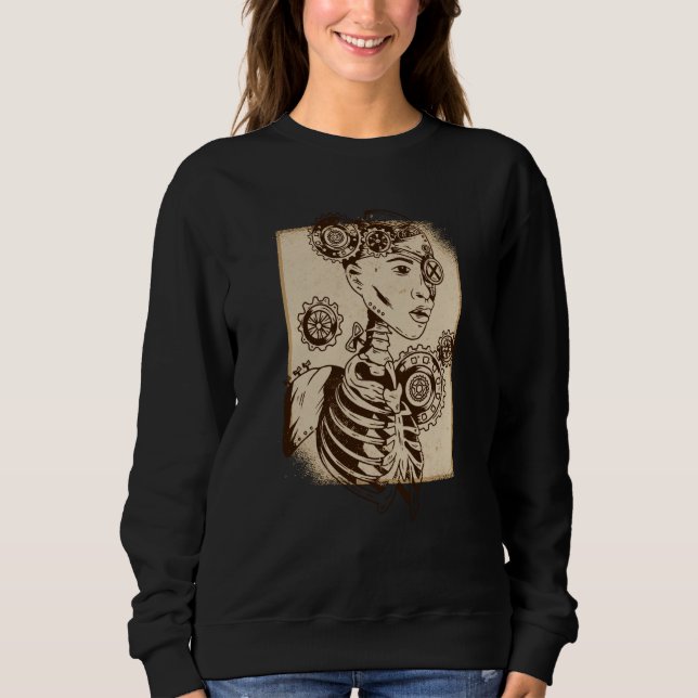Steampunk vintage skeleton scary face sweatshirt (Vorderseite)