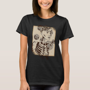 Steampunk-Vintage-Skelett-Schreckgesicht T-Shirt