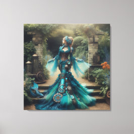 Steampunk Vintage Viktorianische Lady Aquamarin Me Leinwanddruck