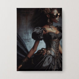 Steampunk Vintage Viktorianische Lady Black Raven Button