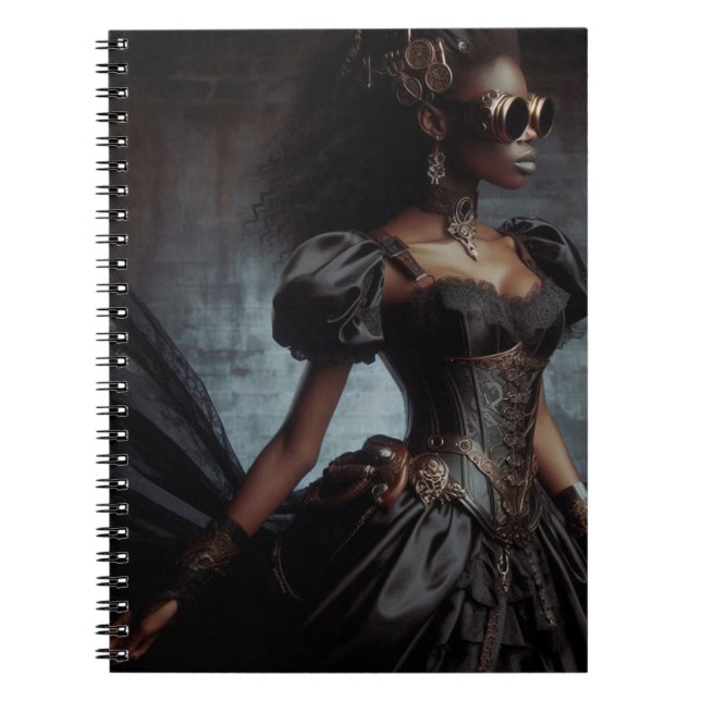 Steampunk Vintage Viktorianische Lady Black Raven Notizblock (Vorderseite)