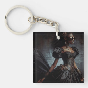 Steampunk Vintage Viktorianische Lady Black Raven Schlüsselanhänger