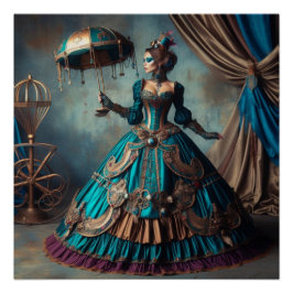 Steampunk Vintage Viktorianische Lady Circus Perfo Poster