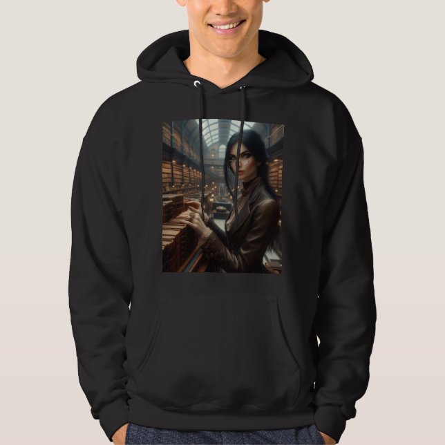 Steampunk Vintage Viktorianische Lady Librarian Hoodie (Vorderseite)