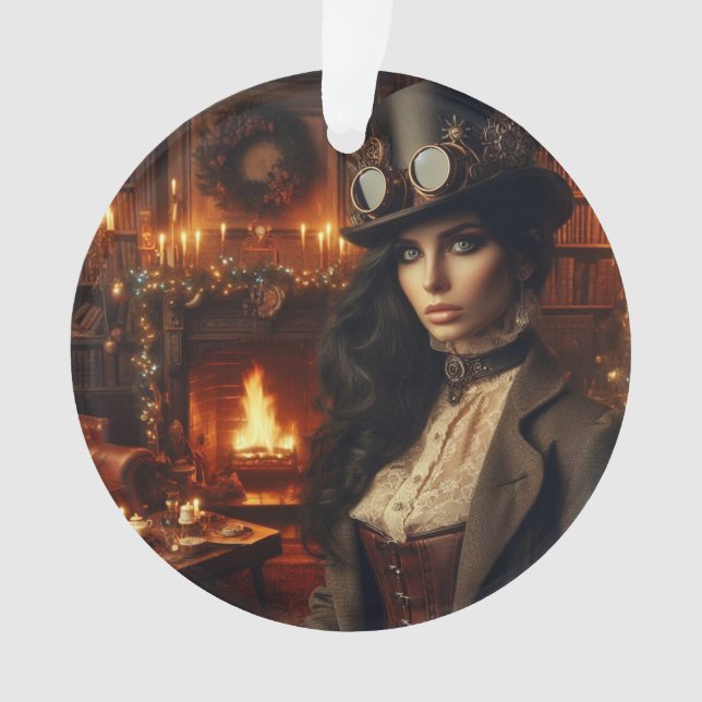 Steampunk Vintage Viktorianische Lady Weihnachten  Ornament (Vorderseite)