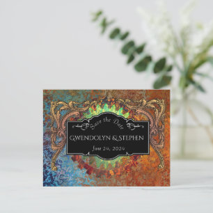 Steampunk Vintage Wedding "Save the Date" Postkarte
