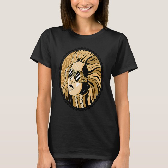 Steampunk vintage woman face T-Shirt (Vorderseite)