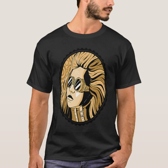 Steampunk vintage woman face T-Shirt (Vorderseite)
