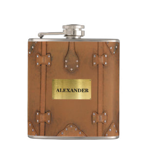 Steampunk-Vintager lederner Blick-Fall Flachmann