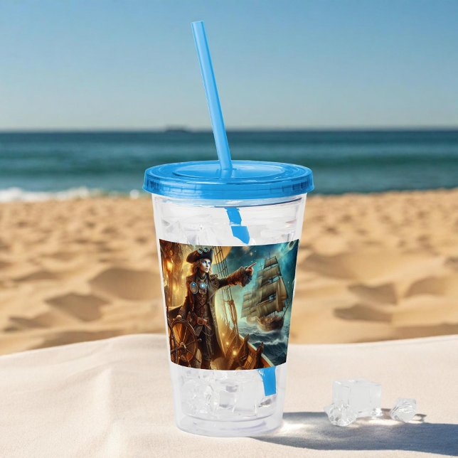 Steampunk Vintager Viktorianischer Ozeanraum Acryltrinkbecher (Von Creator hochgeladen)