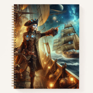 Steampunk Vintager Viktorianischer Ozeanraum Notizbuch