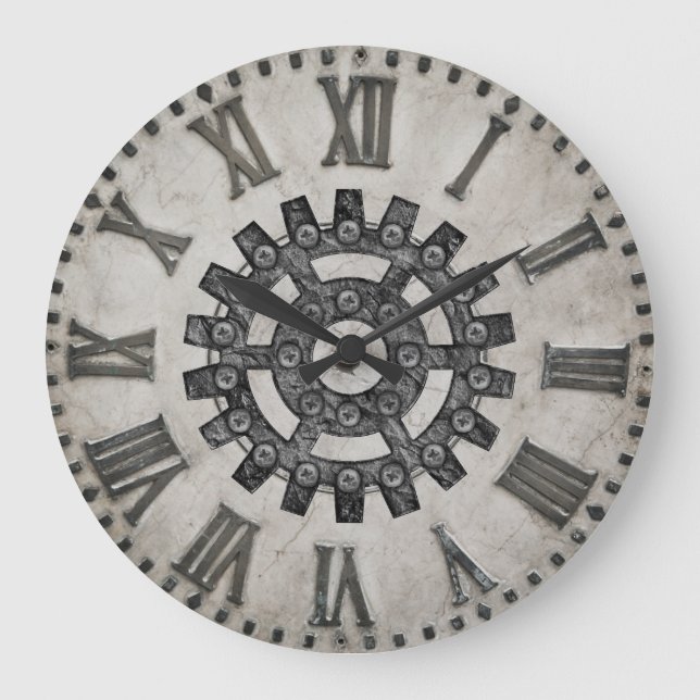 Steampunk Wall Clock Große Wanduhr (Vorderseite)