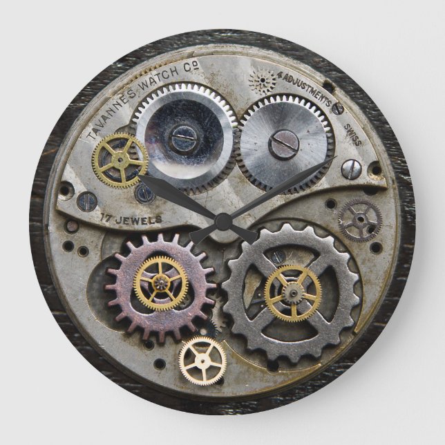 SteamPunk Wall Clock, Metal Clock, Acrylic Clock Große Wanduhr (Vorderseite)