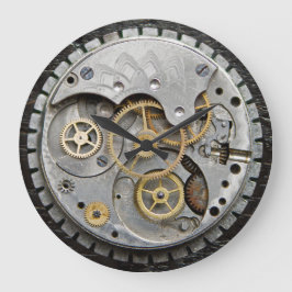 SteamPunk Wall Clock, Silver Clock, Acrylic Clock Große Wanduhr