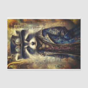 Steampunk Waschbär im Mantel Porträt DS4RF Decoupa Seidenpapier