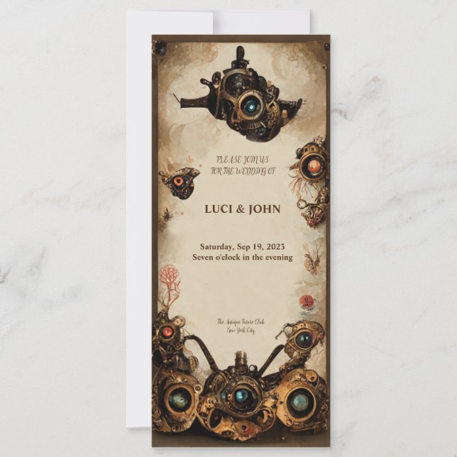 Steampunk Wedding Einladung (Vorderseite)