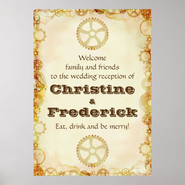 Steampunk Wedding, Empfang Begrüßungspposter Poster (Vorne)