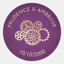 Steampunk Wedding Runder Aufkleber
