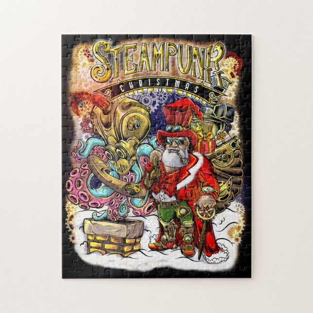Steampunk Weihnachtsmann & Octopus Rentier Weihnac (Vertikal)