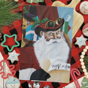 Steampunk-Weihnachtsmann viktorianische Weihnachts Geschirrtuch