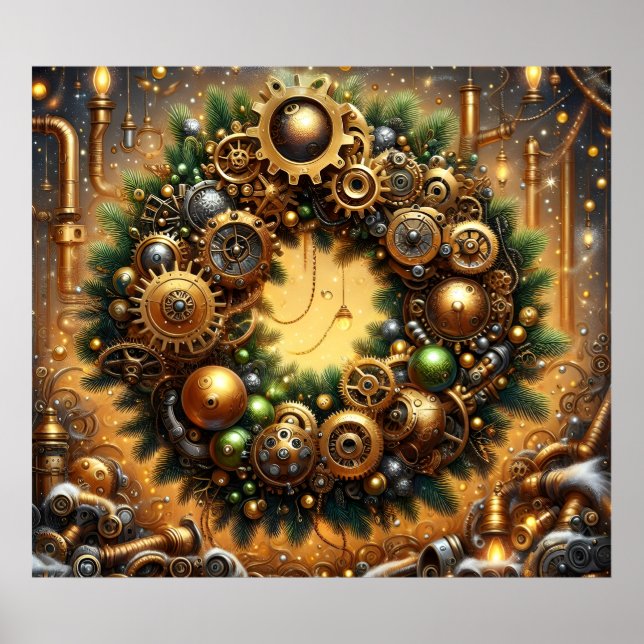 Steampunk-Weihnachtsposter Poster (Vorne)