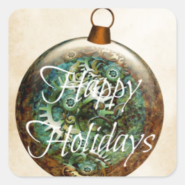Steampunk Weihnachtsschmuck Quadratischer Aufkleber