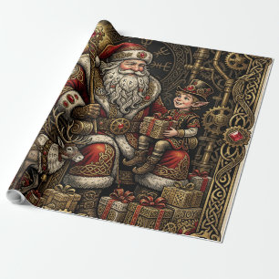 Steampunk Weihnachtswerkstatt Geschenkpapier