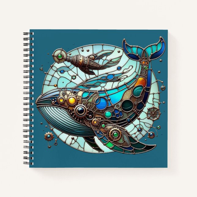 Steampunk Whale Spiral Notebook Notizbuch (Vorderseite)