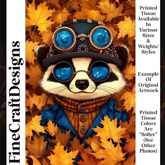 Steampunk Whimsy Niedlich Racoon Herbst T2 Decoupa Seidenpapier (Von Creator hochgeladen)