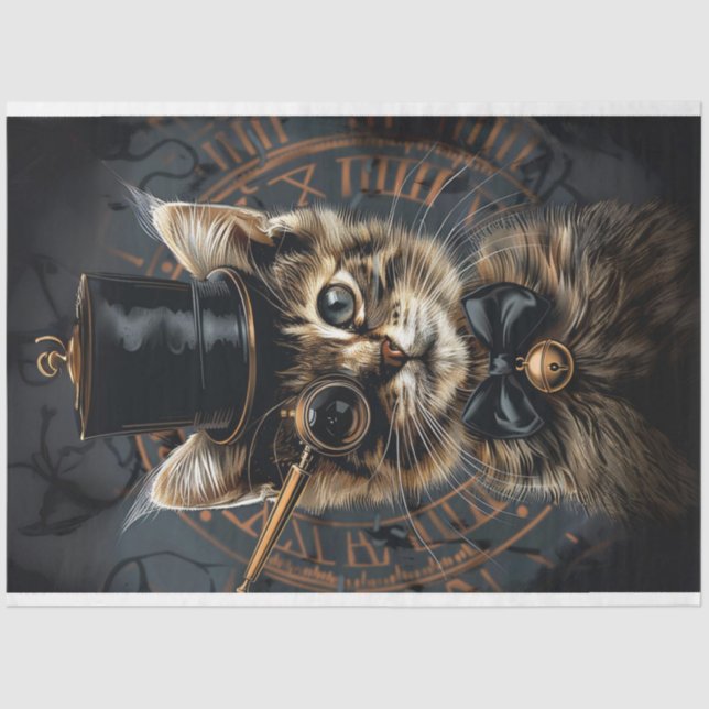 Steampunk Whiskers Kitten Decoupage Seidenpapier (Vorderseite)