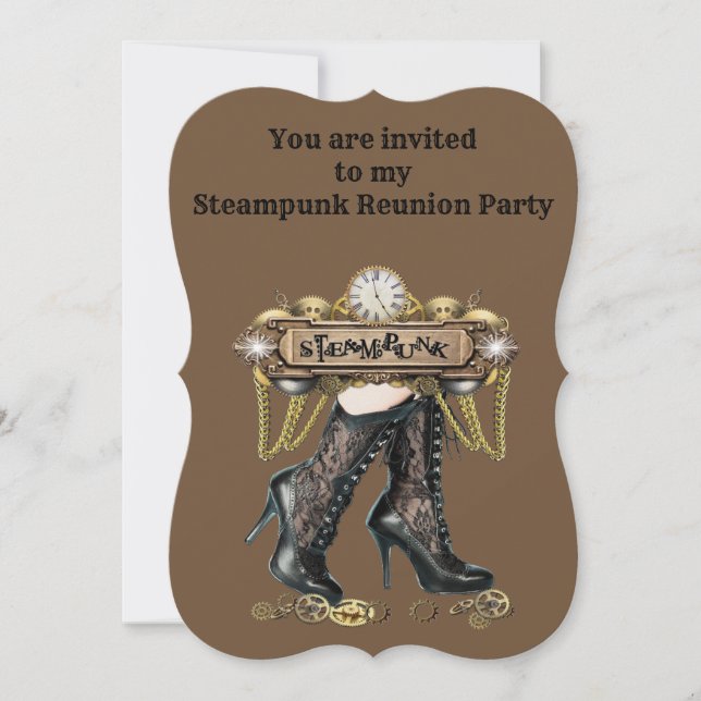 Steampunk Wiedersehen Partys Einladung (Vorderseite)