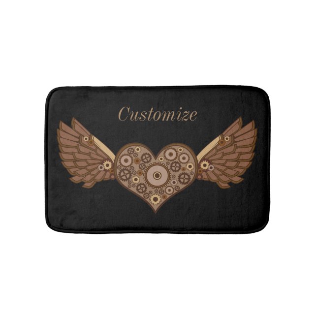 Steampunk Winged Heart mit Gears Thunder_Cove Badematte (Vorderseite)