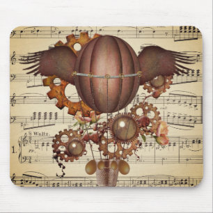 Steampunk Winged Heißluftballon Mousepad