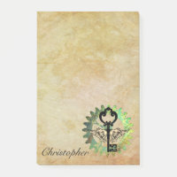 Steampunk Winged Key und Cog Wheel Post-It Notes