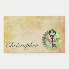 Steampunk Winged Key und Cog Wheel Post-It Notes Klebezettel