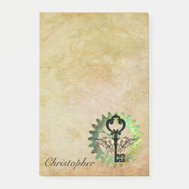 Steampunk Winged Key und Cog Wheel Post-It Notes Post-it Klebezettel