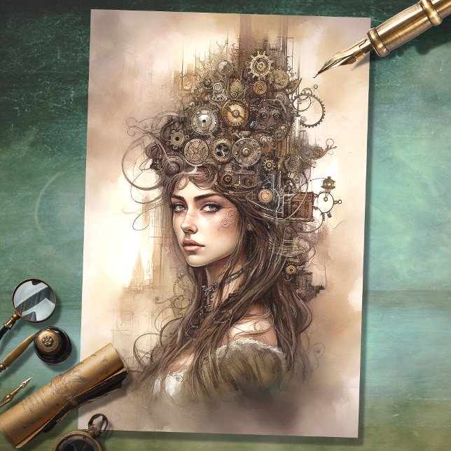 Steampunk Woman 2 Dekoupage Paper Seidenpapier (Von Creator hochgeladen)