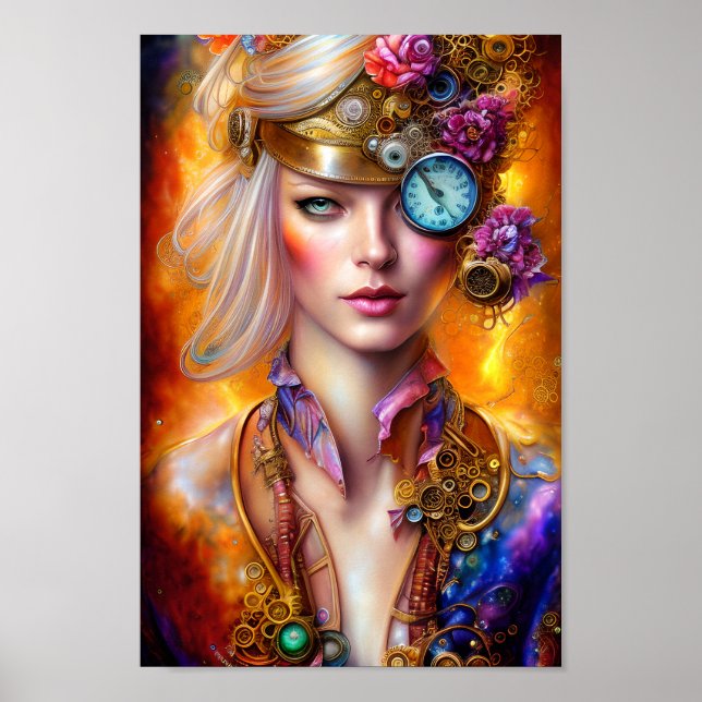 Steampunk Woman # 2, Digital Art Poster (Vorne)