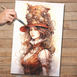Steampunk Woman 5 Dekoupage Paper Seidenpapier