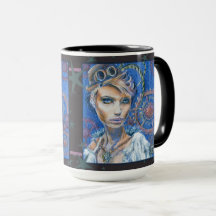 Steampunk Woman Fantasy Portrait Tasse mit Gears