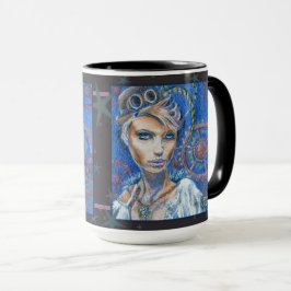 Steampunk Woman Fantasy Portrait Tasse mit Gears