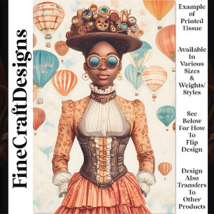 Steampunk Woman Melanated Skin U1 Decoupage Seidenpapier