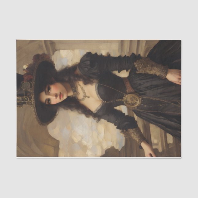 Steampunk Woman Portrait Art Seidenpapier (Vorderseite)