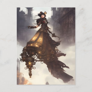 Steampunk Woman Postcard Postkarte