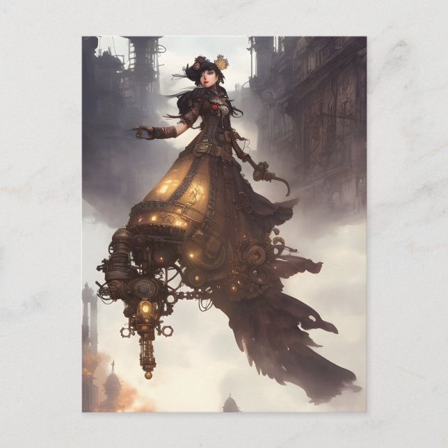 Steampunk Woman Postcard Postkarte (Vorderseite)
