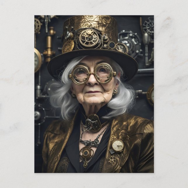 Steampunk Woman Postcard Postkarte (Vorderseite)