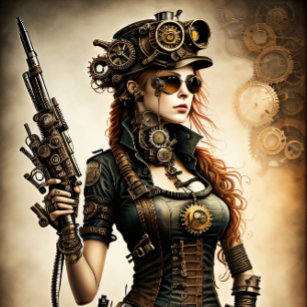 Steampunk woman Ready or not v2 Seidenpapier